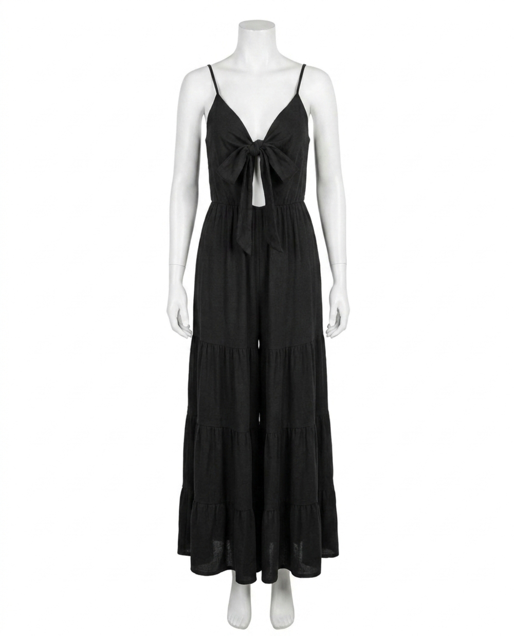 NEW BUCKETLIST brinley tie front jumpsuit in charcoal